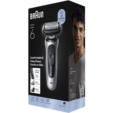 Braun Series 6 62-S1650S Plata, Afeitadora Eléctrica para Hombre con Accesorios de Recorte de Cuerpo y Cara